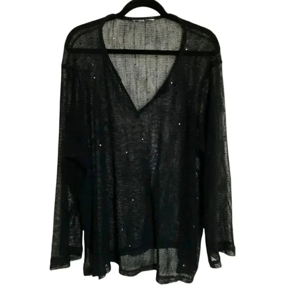 Black with glitter sheer knit 2X tunic‎ top
